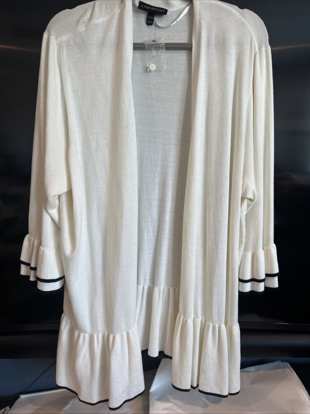 Lane Bryant Button Sweater 3/4 Sleeves Ivory Color Flared Sleeves Size 22/24